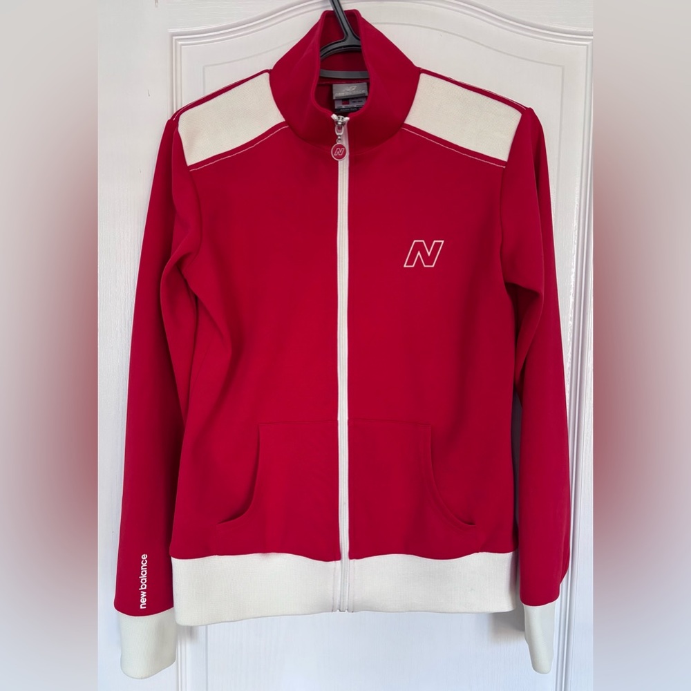 New Balance Red and White Full Zip Track Jacket Size S
